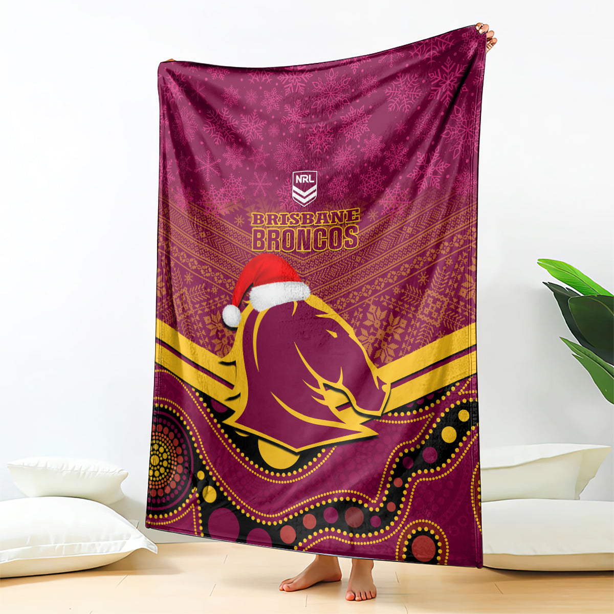 custom-brisbane-broncos-rugby-christmas-blanket-merry-xmas-2023-mix-aboriginal-art