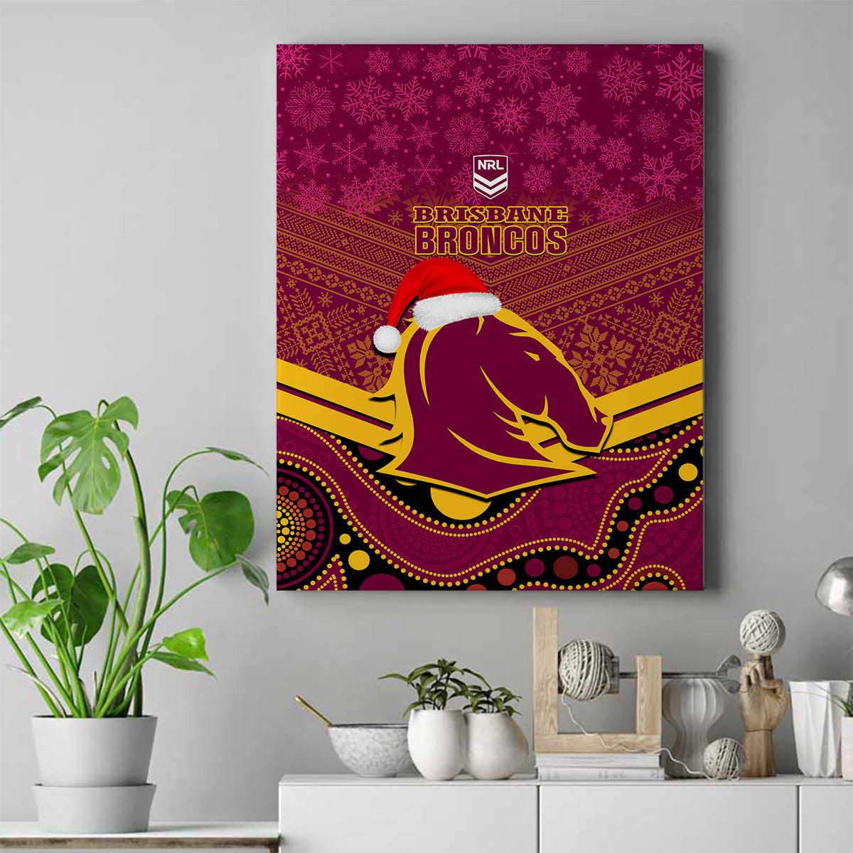 custom-brisbane-broncos-rugby-christmas-canvas-wall-art-merry-xmas-2023-mix-aboriginal-art
