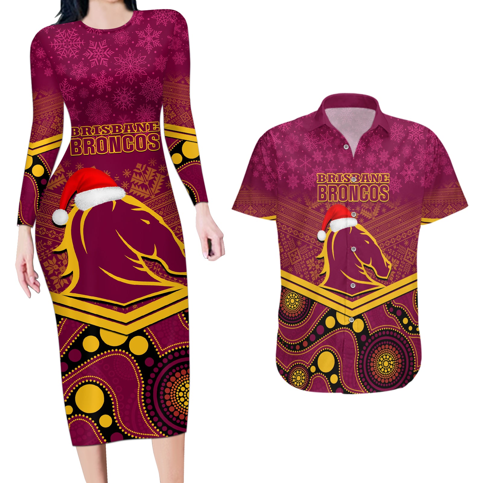 custom-brisbane-broncos-rugby-christmas-couples-matching-long-sleeve-bodycon-dress-and-hawaiian-shirt-merry-xmas-2023-mix-aboriginal-art