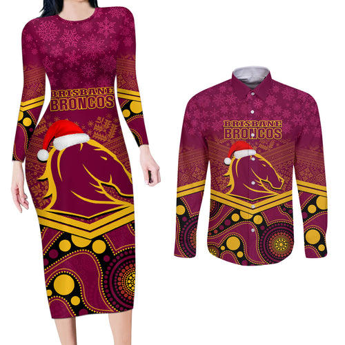 custom-brisbane-broncos-rugby-christmas-couples-matching-long-sleeve-bodycon-dress-and-long-sleeve-button-shirt-merry-xmas-2023-mix-aboriginal-art