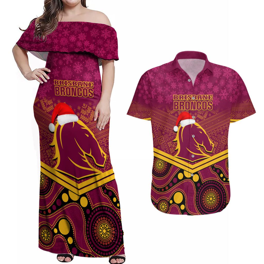 custom-brisbane-broncos-rugby-christmas-couples-matching-off-shoulder-maxi-dress-and-hawaiian-shirt-merry-xmas-2023-mix-aboriginal-art