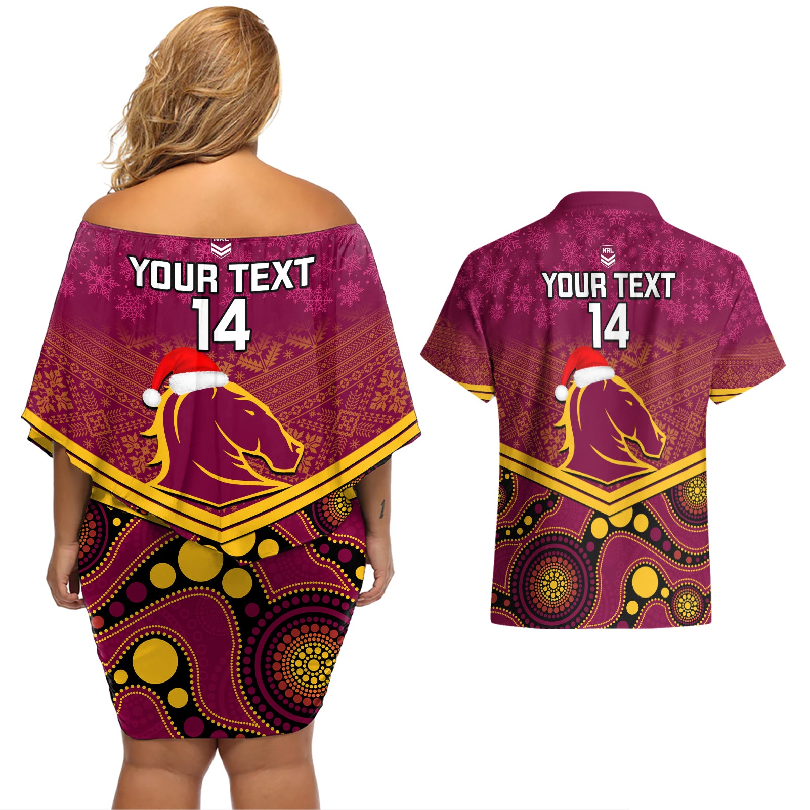 custom-brisbane-broncos-rugby-christmas-couples-matching-off-shoulder-short-dress-and-hawaiian-shirt-merry-xmas-2023-mix-aboriginal-art