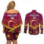 custom-brisbane-broncos-rugby-christmas-couples-matching-off-shoulder-short-dress-and-long-sleeve-button-shirt-merry-xmas-2023-mix-aboriginal-art