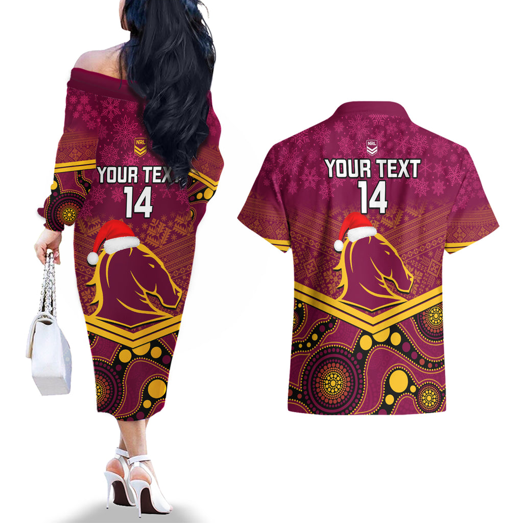 custom-brisbane-broncos-rugby-christmas-couples-matching-off-the-shoulder-long-sleeve-dress-and-hawaiian-shirt-merry-xmas-2023-mix-aboriginal-art
