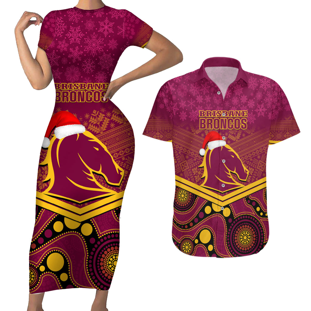 custom-brisbane-broncos-rugby-christmas-couples-matching-short-sleeve-bodycon-dress-and-hawaiian-shirt-merry-xmas-2023-mix-aboriginal-art