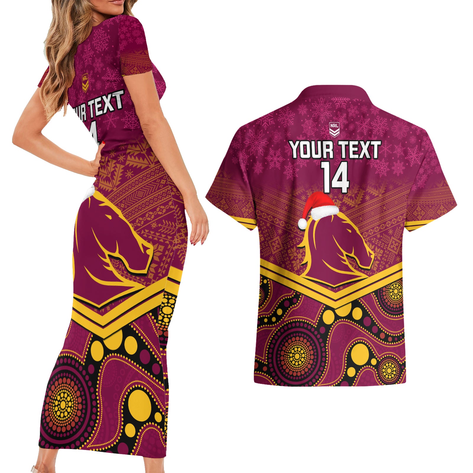 custom-brisbane-broncos-rugby-christmas-couples-matching-short-sleeve-bodycon-dress-and-hawaiian-shirt-merry-xmas-2023-mix-aboriginal-art