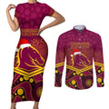 custom-brisbane-broncos-rugby-christmas-couples-matching-short-sleeve-bodycon-dress-and-long-sleeve-button-shirt-merry-xmas-2023-mix-aboriginal-art