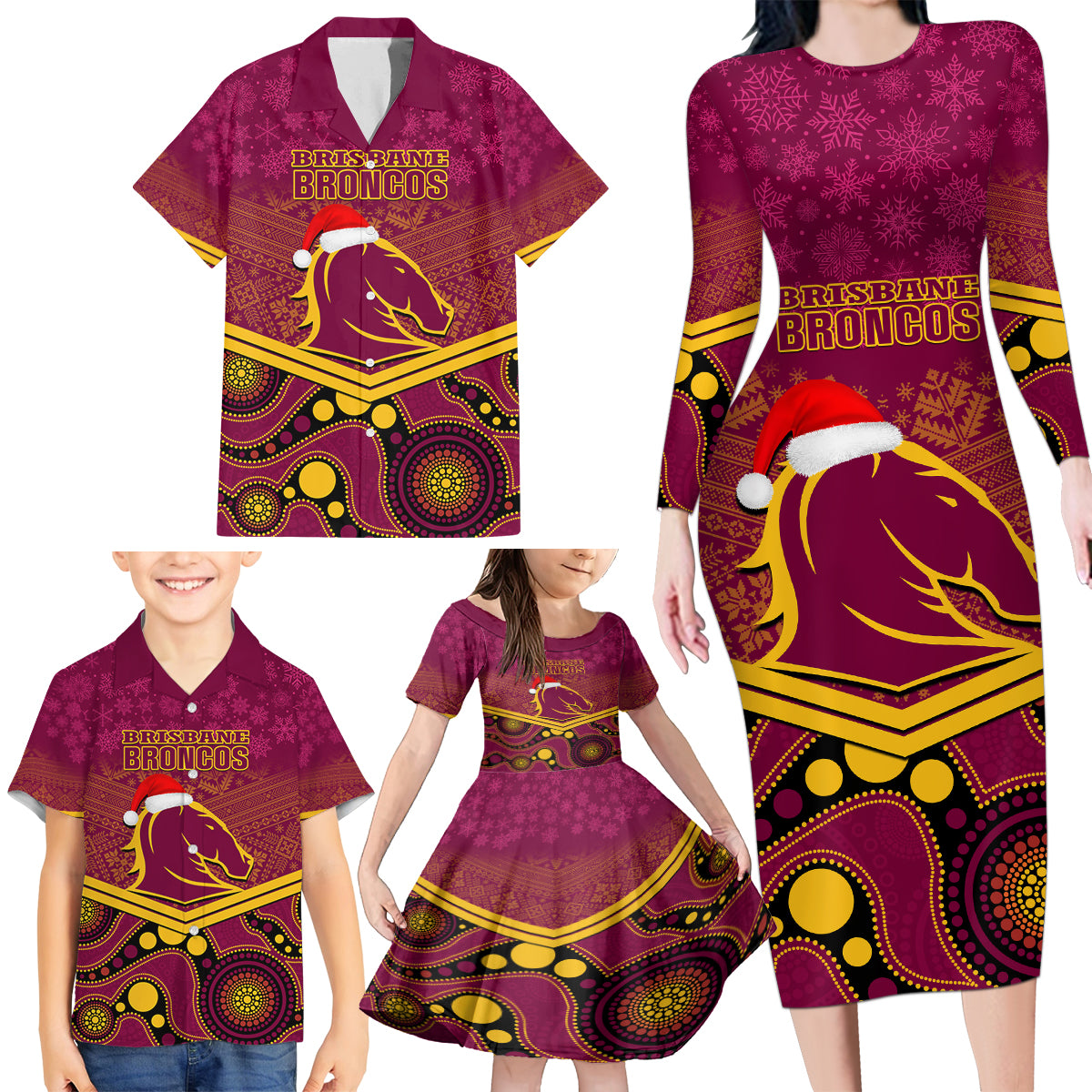 custom-brisbane-broncos-rugby-christmas-family-matching-long-sleeve-bodycon-dress-and-hawaiian-shirt-merry-xmas-2023-mix-aboriginal-art
