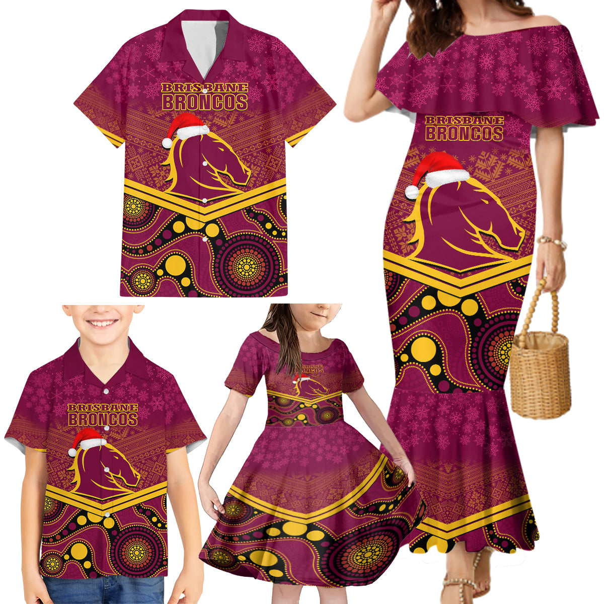 custom-brisbane-broncos-rugby-christmas-family-matching-mermaid-dress-and-hawaiian-shirt-merry-xmas-2023-mix-aboriginal-art