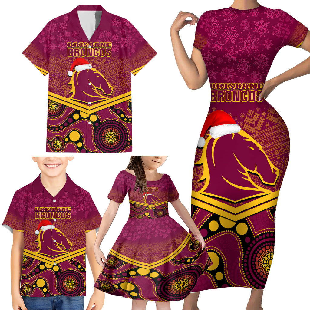 custom-brisbane-broncos-rugby-christmas-family-matching-short-sleeve-bodycon-dress-and-hawaiian-shirt-merry-xmas-2023-mix-aboriginal-art