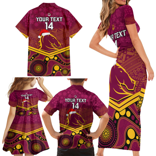 custom-brisbane-broncos-rugby-christmas-family-matching-short-sleeve-bodycon-dress-and-hawaiian-shirt-merry-xmas-2023-mix-aboriginal-art