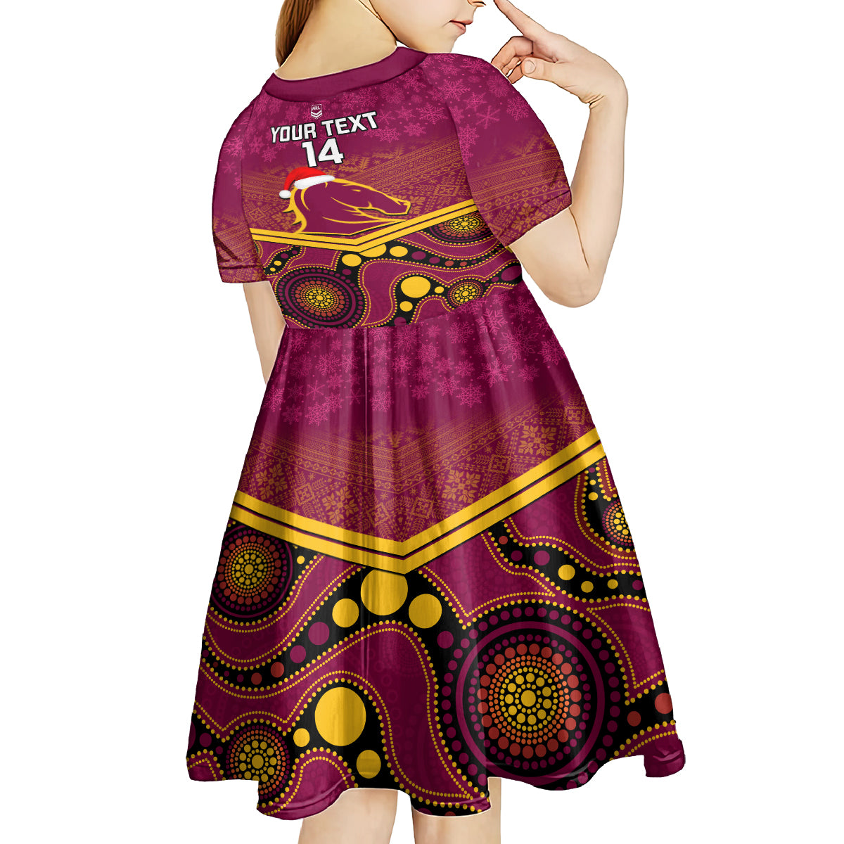 custom-brisbane-broncos-rugby-christmas-kid-short-sleeve-dress-merry-xmas-2023-mix-aboriginal-art