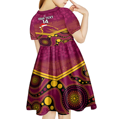 custom-brisbane-broncos-rugby-christmas-kid-short-sleeve-dress-merry-xmas-2023-mix-aboriginal-art