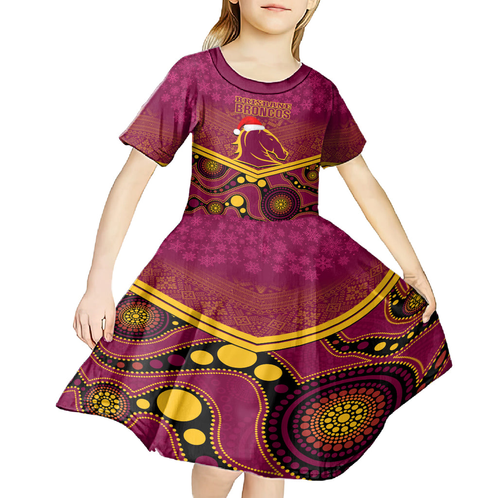custom-brisbane-broncos-rugby-christmas-kid-short-sleeve-dress-merry-xmas-2023-mix-aboriginal-art