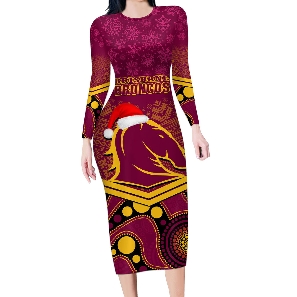 custom-brisbane-broncos-rugby-christmas-long-sleeve-bodycon-dress-merry-xmas-2023-mix-aboriginal-art