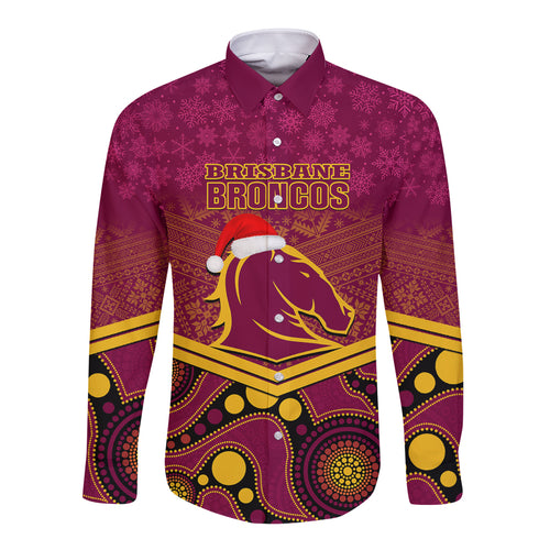 custom-brisbane-broncos-rugby-christmas-long-sleeve-button-shirt-merry-xmas-2023-mix-aboriginal-art