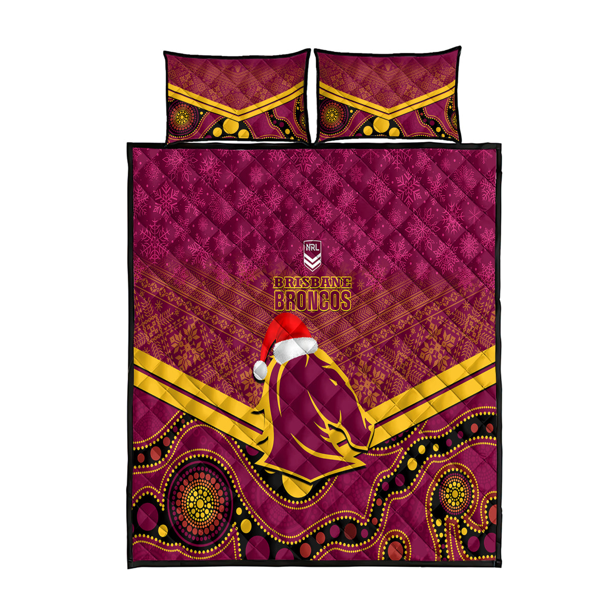 custom-brisbane-broncos-rugby-christmas-quilt-bed-set-merry-xmas-2023-mix-aboriginal-art