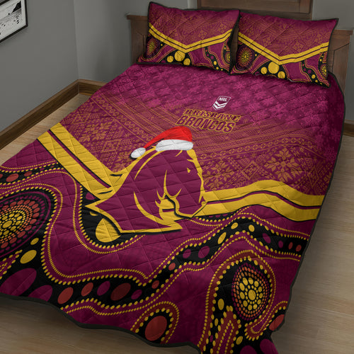 custom-brisbane-broncos-rugby-christmas-quilt-bed-set-merry-xmas-2023-mix-aboriginal-art