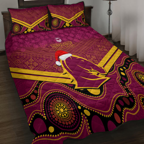custom-brisbane-broncos-rugby-christmas-quilt-bed-set-merry-xmas-2023-mix-aboriginal-art