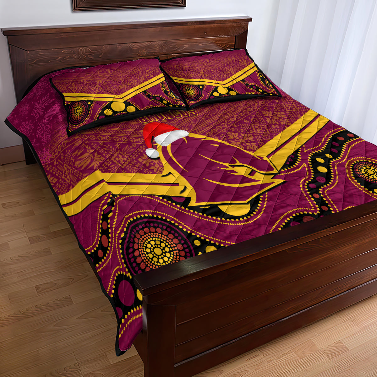 custom-brisbane-broncos-rugby-christmas-quilt-bed-set-merry-xmas-2023-mix-aboriginal-art