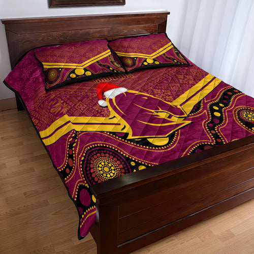 custom-brisbane-broncos-rugby-christmas-quilt-bed-set-merry-xmas-2023-mix-aboriginal-art