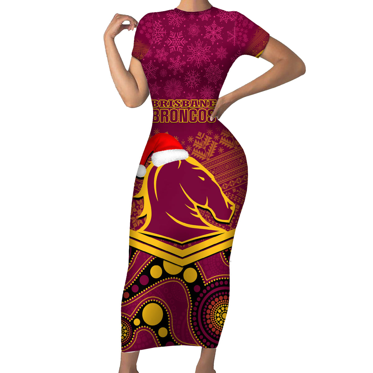 custom-brisbane-broncos-rugby-christmas-short-sleeve-bodycon-dress-merry-xmas-2023-mix-aboriginal-art