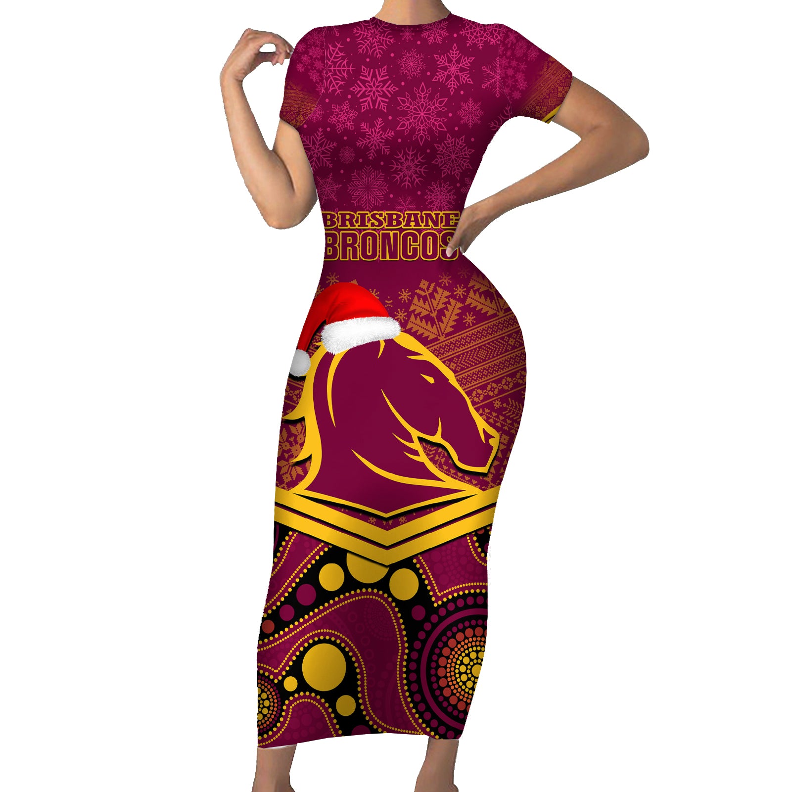 custom-brisbane-broncos-rugby-christmas-short-sleeve-bodycon-dress-merry-xmas-2023-mix-aboriginal-art