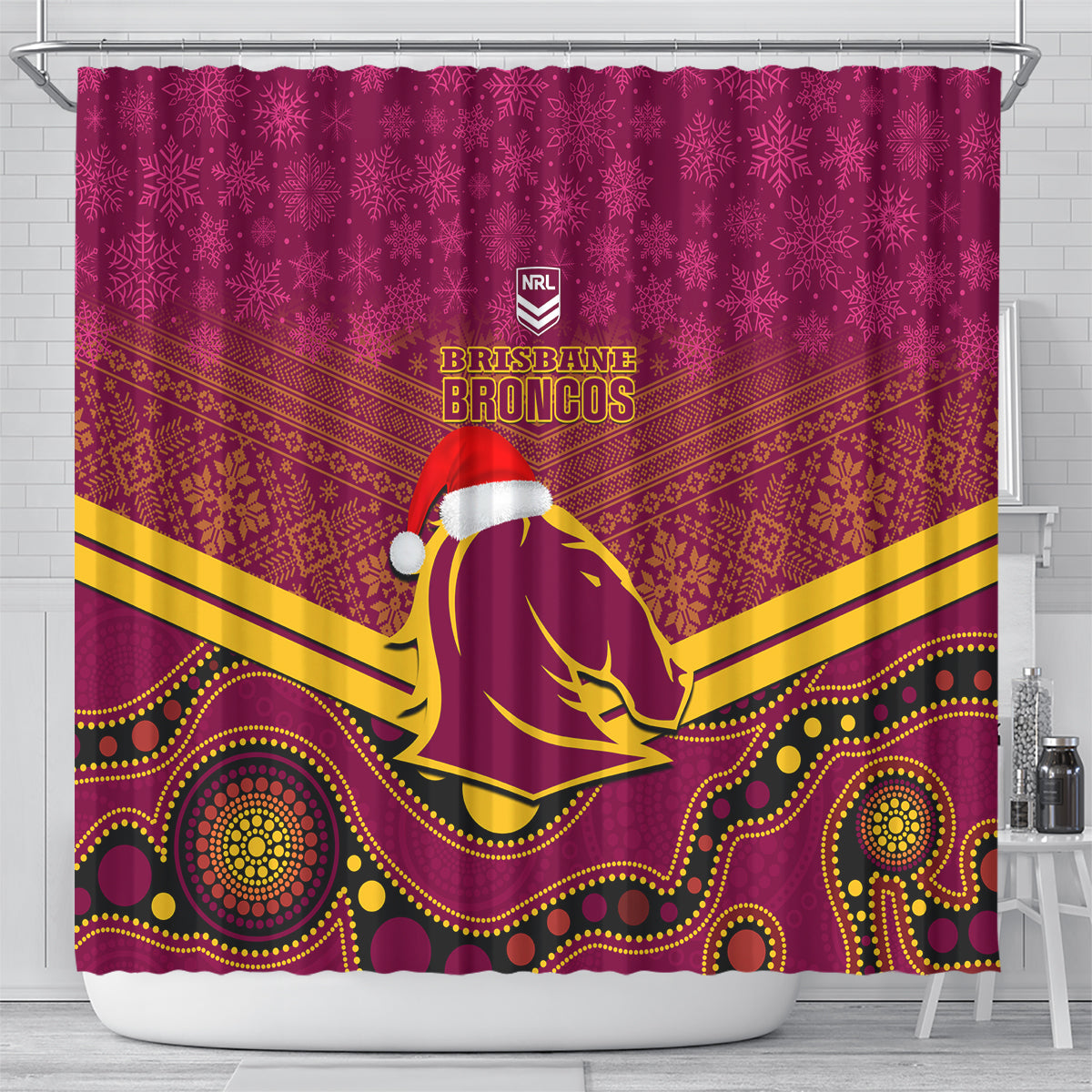 custom-brisbane-broncos-rugby-christmas-shower-curtain-merry-xmas-2023-mix-aboriginal-art