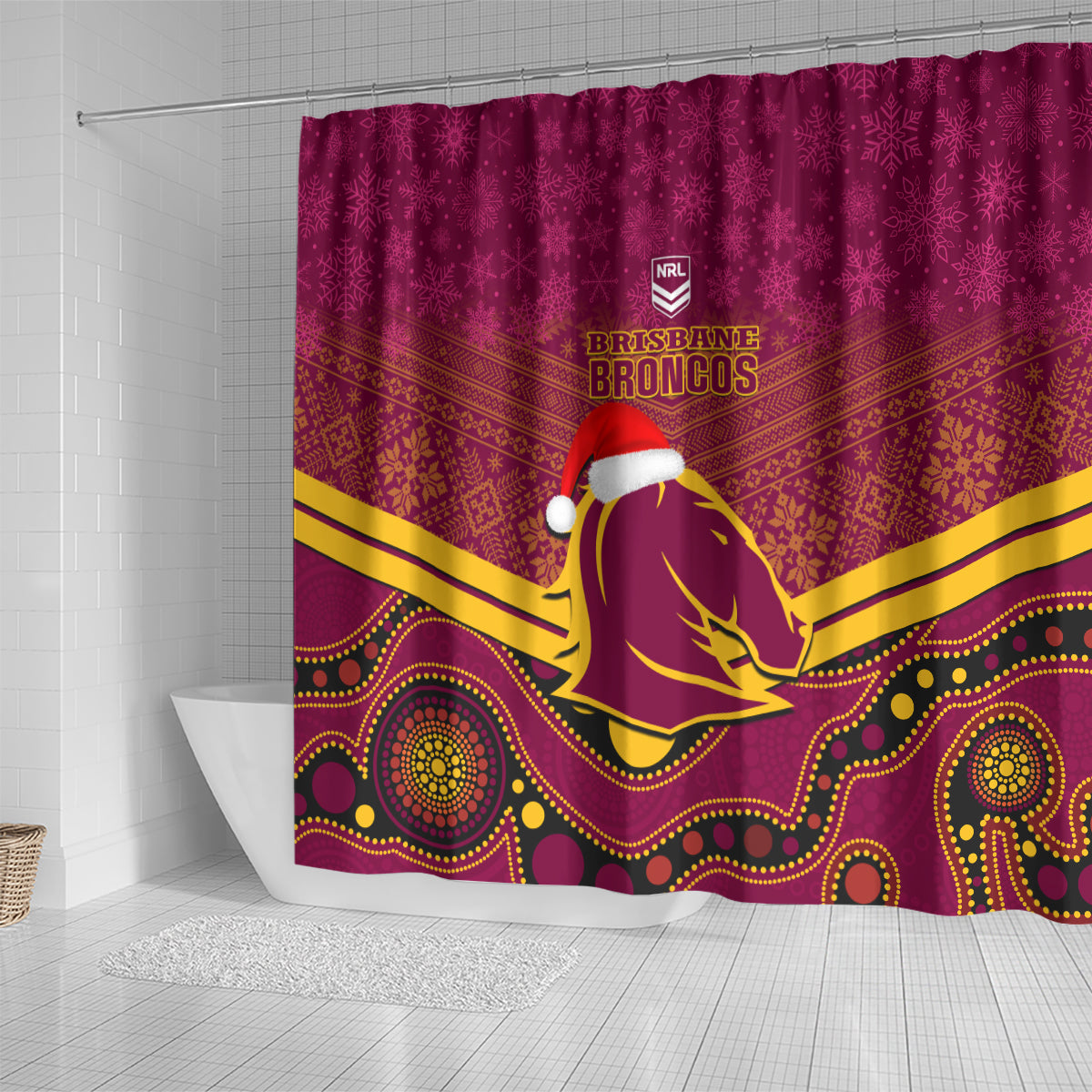 custom-brisbane-broncos-rugby-christmas-shower-curtain-merry-xmas-2023-mix-aboriginal-art