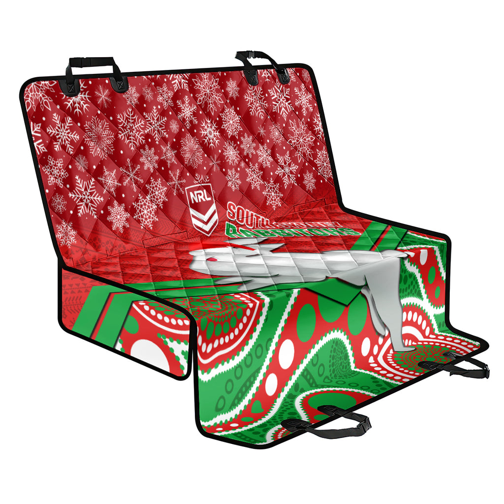 custom-rabbitohs-rugby-christmas-back-car-seat-cover-merry-xmas-2023-mix-aboriginal-art