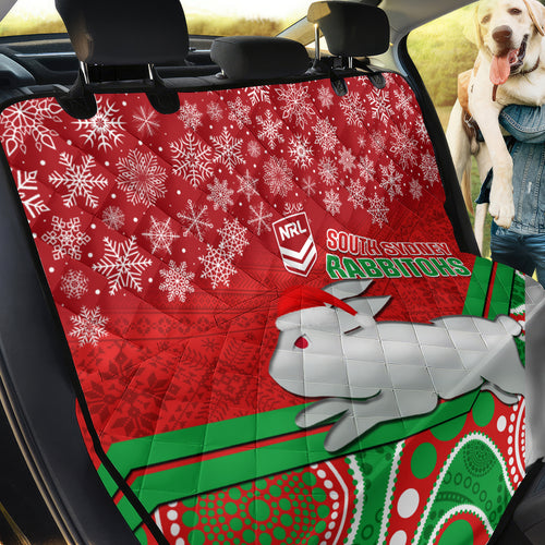 custom-rabbitohs-rugby-christmas-back-car-seat-cover-merry-xmas-2023-mix-aboriginal-art
