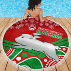 custom-rabbitohs-rugby-christmas-beach-blanket-merry-xmas-2023-mix-aboriginal-art
