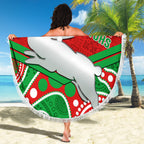 custom-rabbitohs-rugby-christmas-beach-blanket-merry-xmas-2023-mix-aboriginal-art