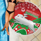 custom-rabbitohs-rugby-christmas-beach-blanket-merry-xmas-2023-mix-aboriginal-art