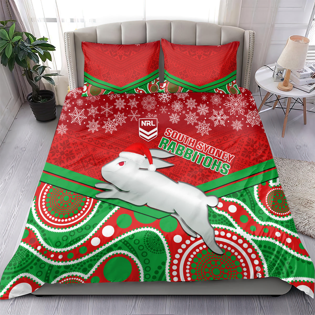 custom-rabbitohs-rugby-christmas-bedding-set-merry-xmas-2023-mix-aboriginal-art