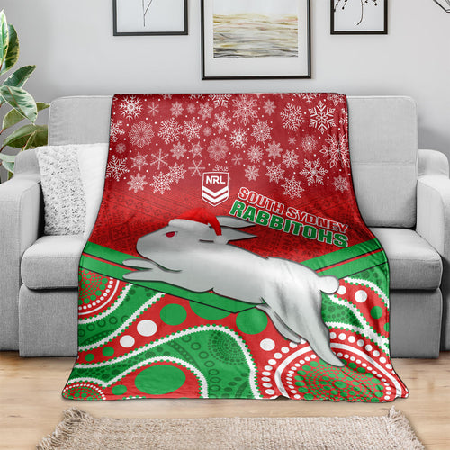 custom-rabbitohs-rugby-christmas-blanket-merry-xmas-2023-mix-aboriginal-art