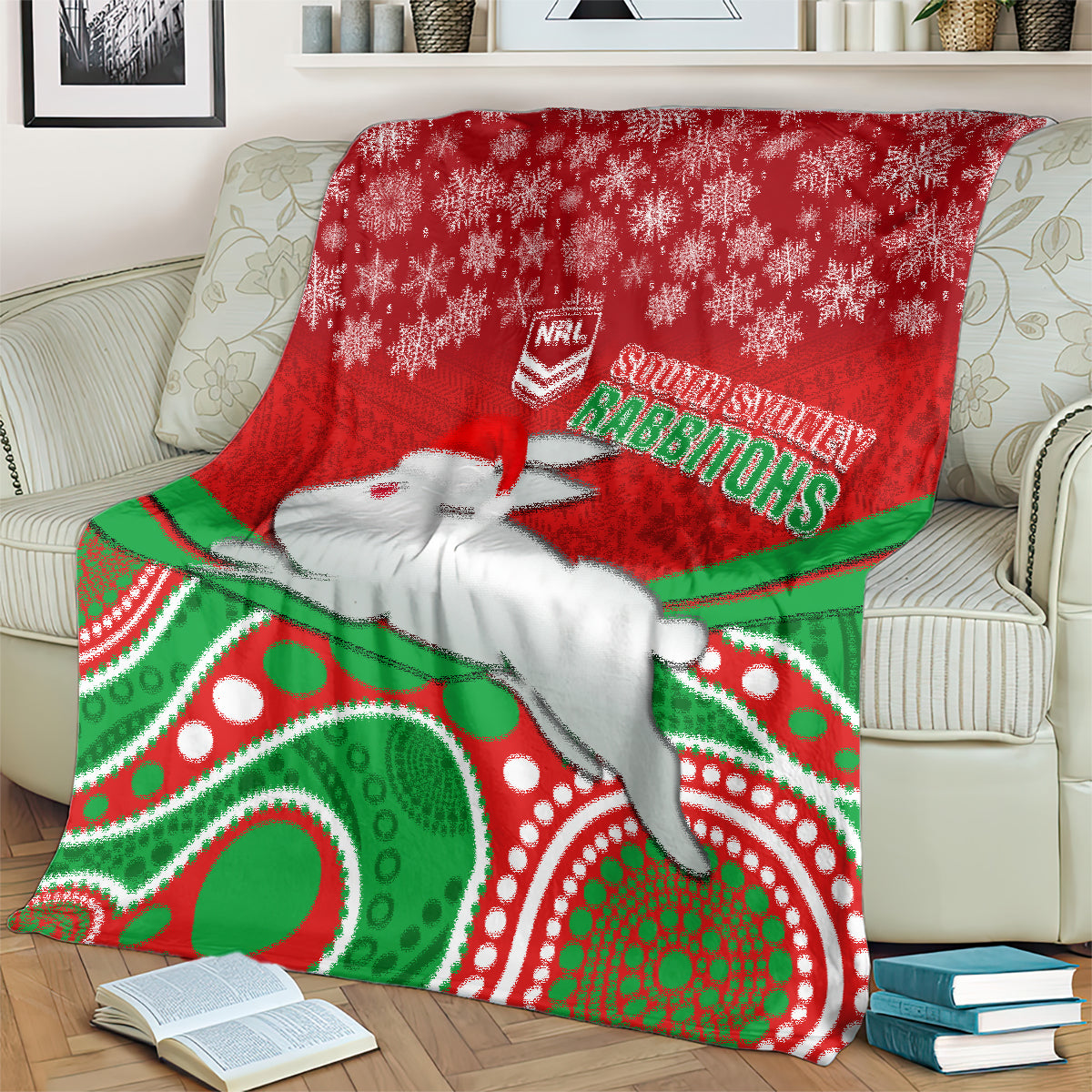 custom-rabbitohs-rugby-christmas-blanket-merry-xmas-2023-mix-aboriginal-art