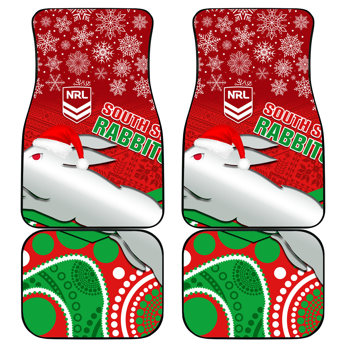 custom-rabbitohs-rugby-christmas-car-mats-merry-xmas-2023-mix-aboriginal-art