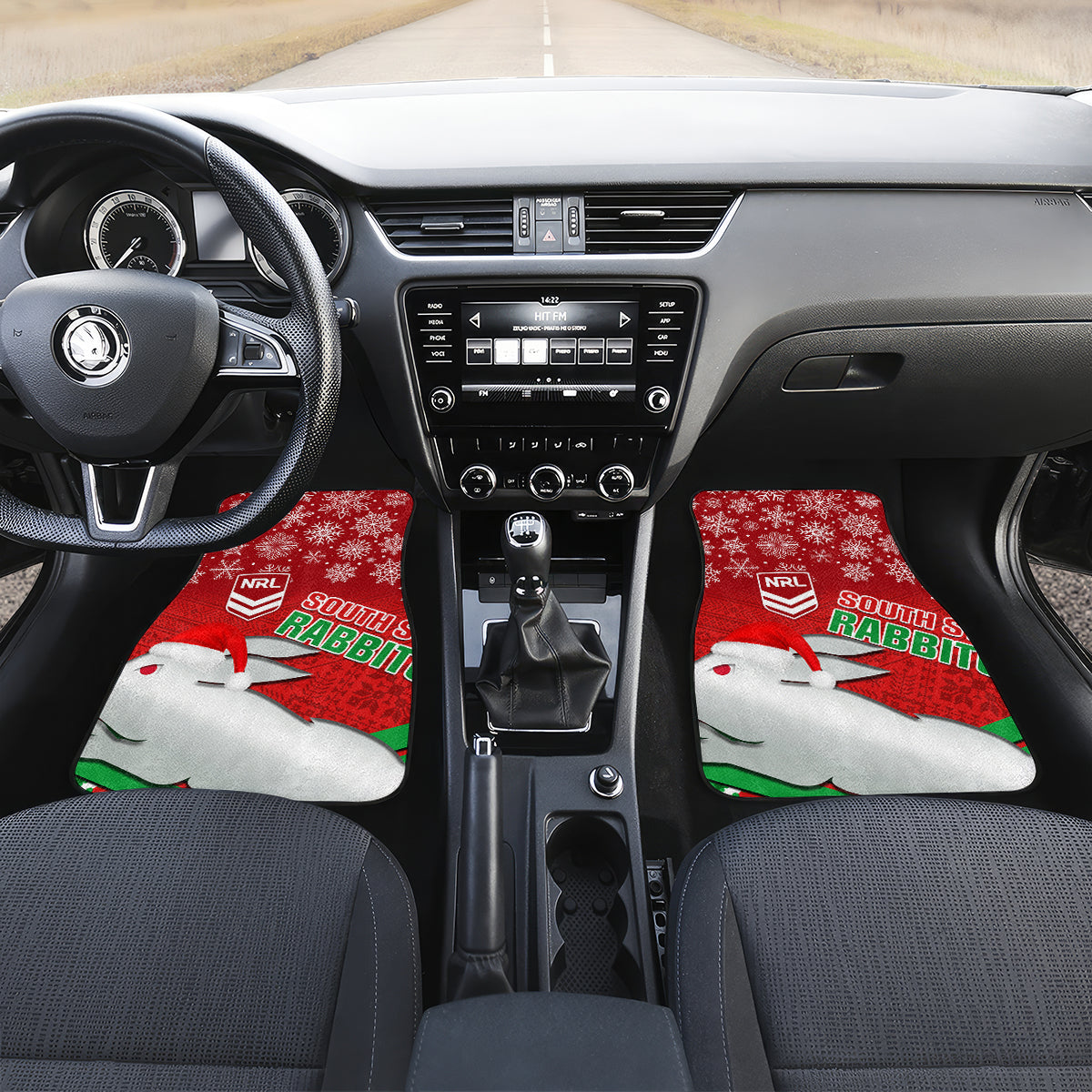 custom-rabbitohs-rugby-christmas-car-mats-merry-xmas-2023-mix-aboriginal-art