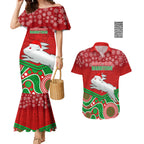 custom-rabbitohs-rugby-christmas-couples-matching-mermaid-dress-and-hawaiian-shirt-merry-xmas-2023-mix-aboriginal-art