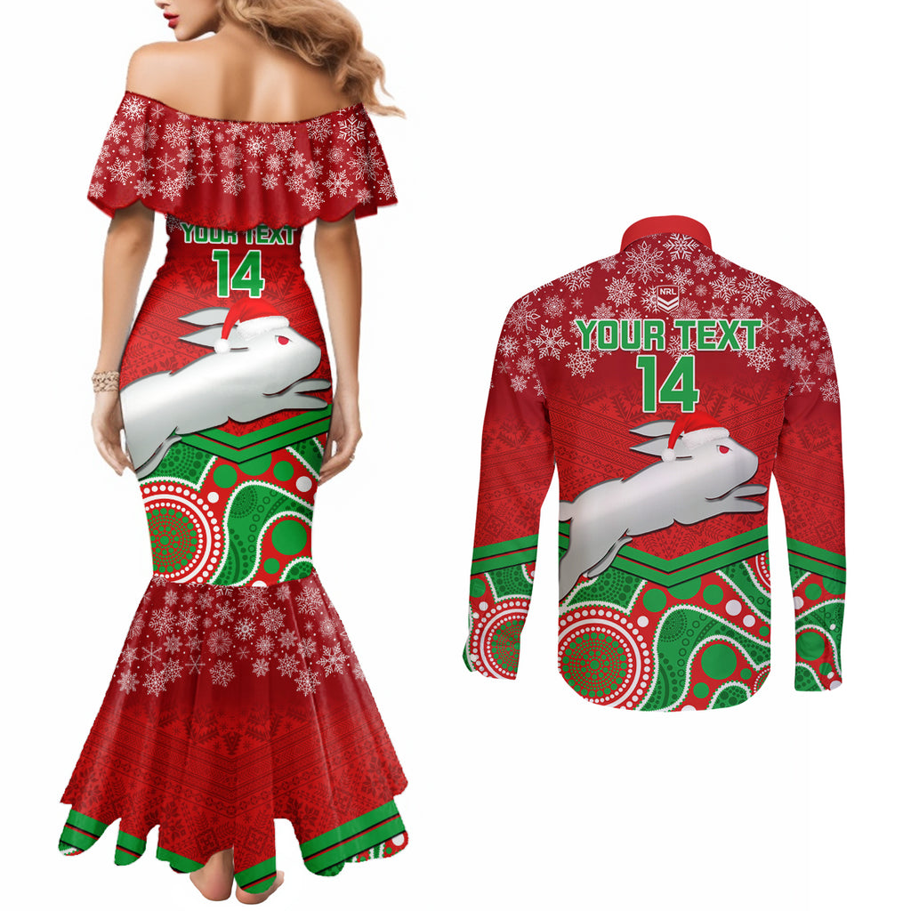 custom-rabbitohs-rugby-christmas-couples-matching-mermaid-dress-and-long-sleeve-button-shirt-merry-xmas-2023-mix-aboriginal-art
