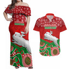 custom-rabbitohs-rugby-christmas-couples-matching-off-shoulder-maxi-dress-and-hawaiian-shirt-merry-xmas-2023-mix-aboriginal-art