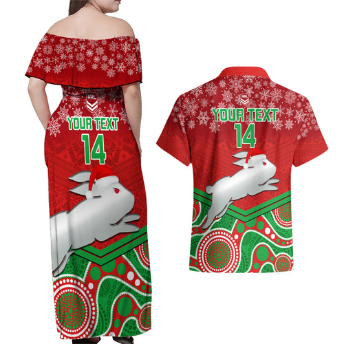 custom-rabbitohs-rugby-christmas-couples-matching-off-shoulder-maxi-dress-and-hawaiian-shirt-merry-xmas-2023-mix-aboriginal-art