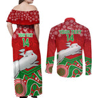 custom-rabbitohs-rugby-christmas-couples-matching-off-shoulder-maxi-dress-and-long-sleeve-button-shirt-merry-xmas-2023-mix-aboriginal-art