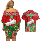 custom-rabbitohs-rugby-christmas-couples-matching-off-shoulder-short-dress-and-hawaiian-shirt-merry-xmas-2023-mix-aboriginal-art