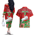 custom-rabbitohs-rugby-christmas-couples-matching-off-the-shoulder-long-sleeve-dress-and-hawaiian-shirt-merry-xmas-2023-mix-aboriginal-art