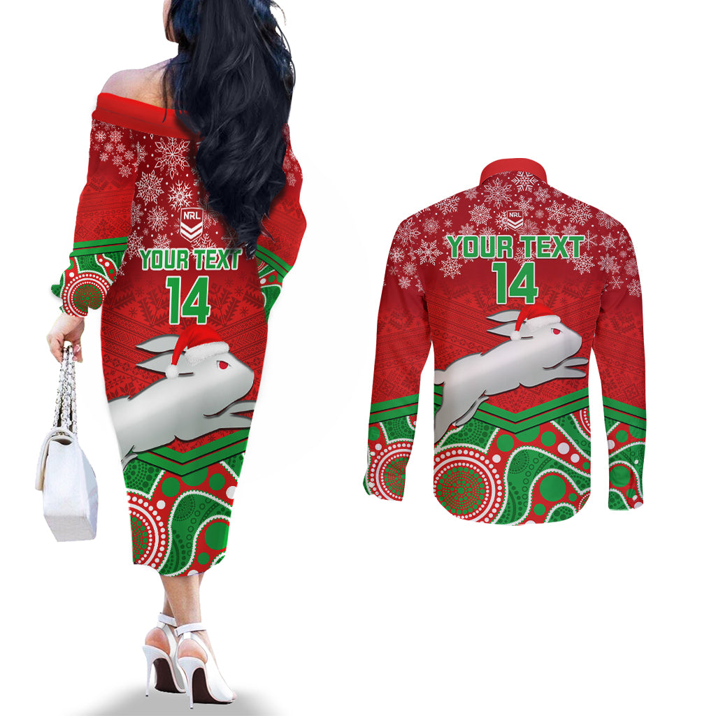 custom-rabbitohs-rugby-christmas-couples-matching-off-the-shoulder-long-sleeve-dress-and-long-sleeve-button-shirt-merry-xmas-2023-mix-aboriginal-art