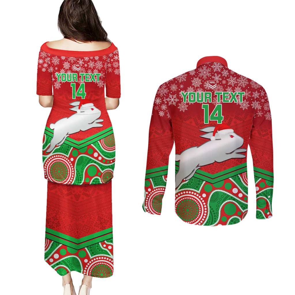 custom-rabbitohs-rugby-christmas-couples-matching-puletasi-dress-and-long-sleeve-button-shirt-merry-xmas-2023-mix-aboriginal-art