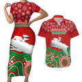 custom-rabbitohs-rugby-christmas-couples-matching-short-sleeve-bodycon-dress-and-hawaiian-shirt-merry-xmas-2023-mix-aboriginal-art