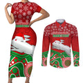 custom-rabbitohs-rugby-christmas-couples-matching-short-sleeve-bodycon-dress-and-long-sleeve-button-shirt-merry-xmas-2023-mix-aboriginal-art